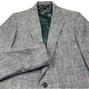 Palm Beach Vintage Sport Coat Tweed Gray 42 44 Windowpane Plaid